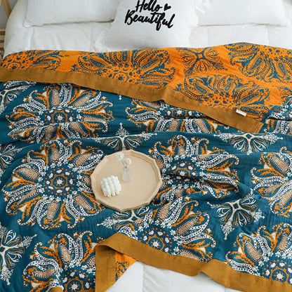 Flower Cotton Gauze Quilt Reversible Blanket - image 14