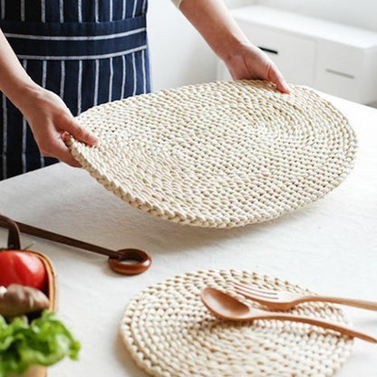 Ownkoti Oval Woven Placemats Table Mats (2PCS) - As Picture - 20*35cm+30*45cm - image 0