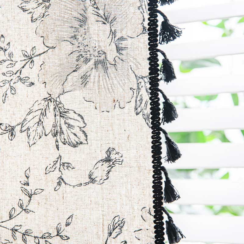 Black Flower Curtain with Black Tassel - image 8