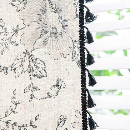 Black Flower Curtain with Black Tassel - image 8