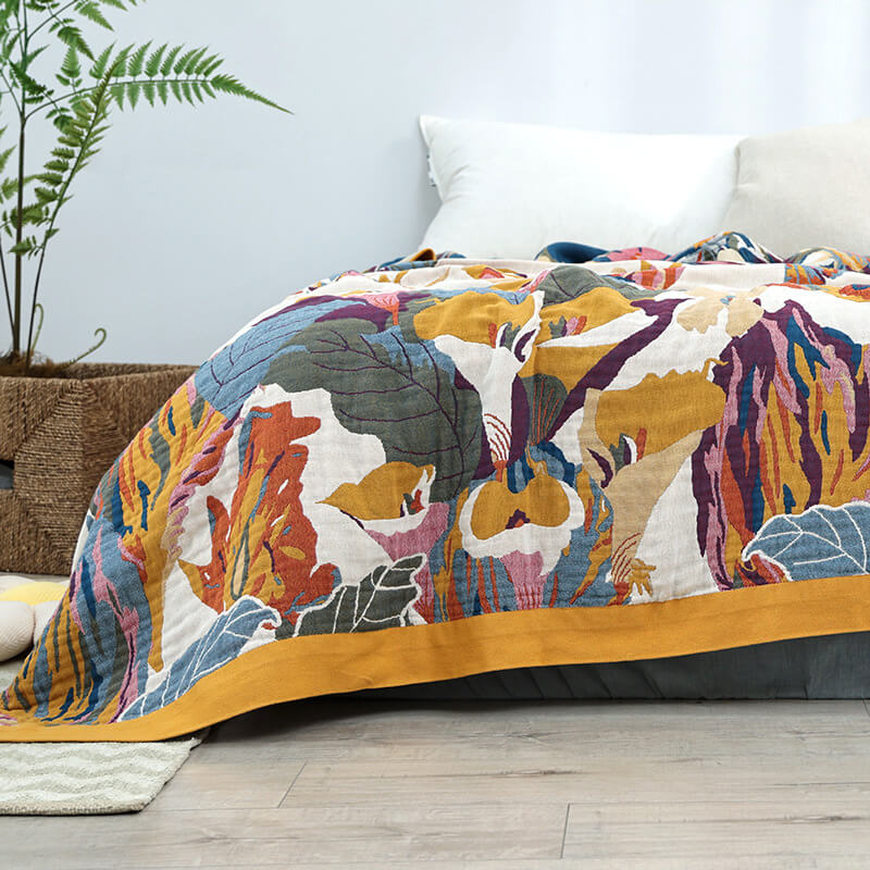 Butterfly Flower Print Cotton Reversible Quilt - image 5
