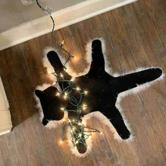Aunt Bethany's Fried Cat Decorative Fur Trimmed Rug - With White Light - 3PCS (20% Off) - image 0