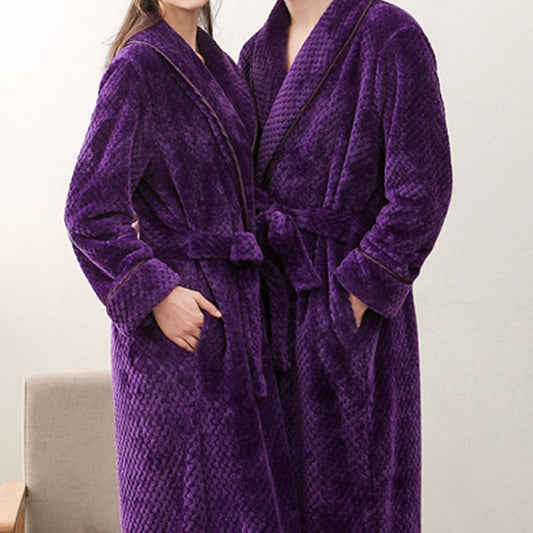 Ownkoti Puffy Fleece Pajama Long Bathrobe - Purple - Men: 3XL - image 0