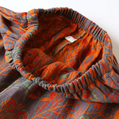 Vintage Leaf Cotton Lapel Loungewear Set - image 10