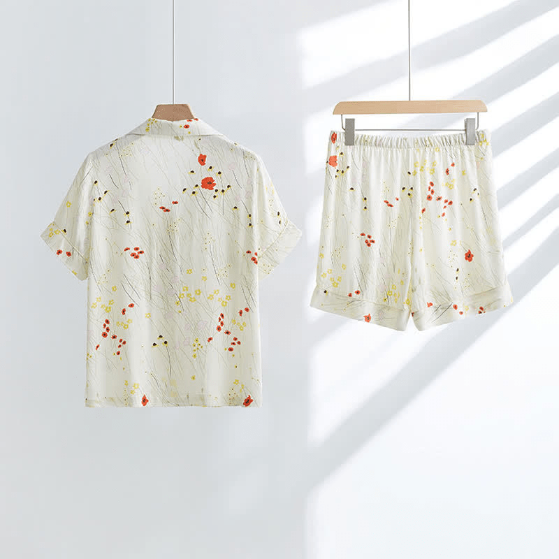 Flower Leaf Breathable V-neck Loungewear Set - image 1