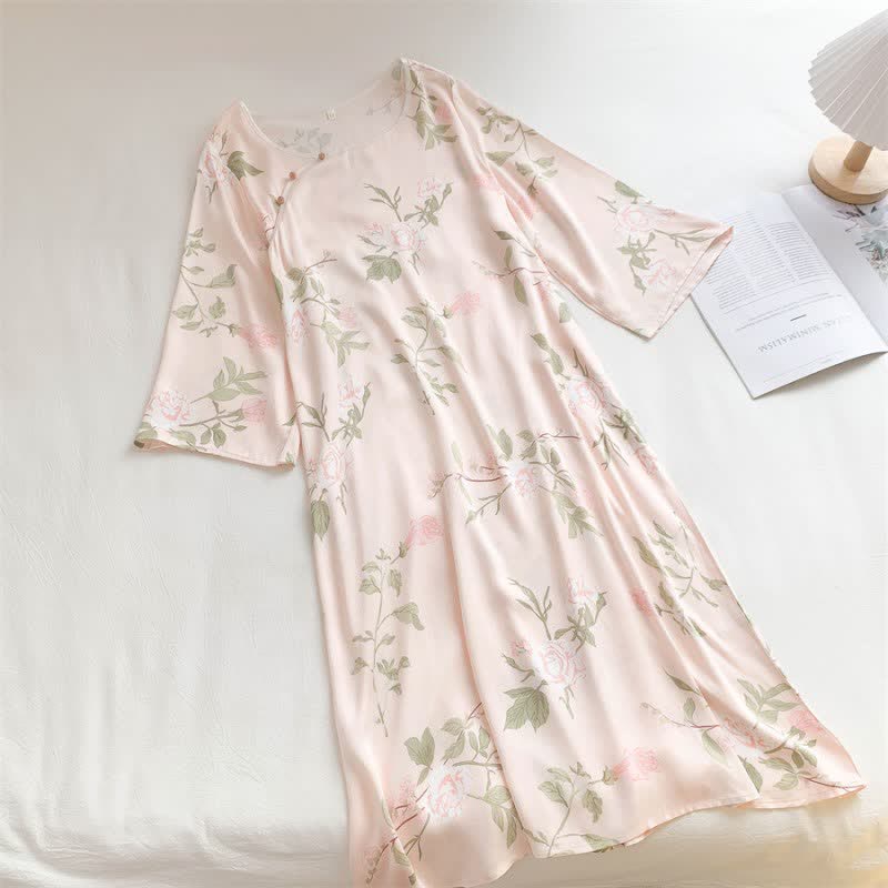Pink Flower Print Soft Breathable Nightdress - image 1