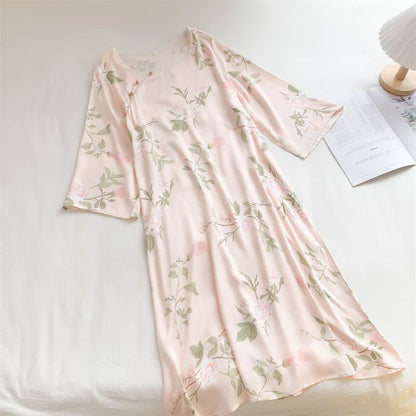 Pink Flower Print Soft Breathable Nightdress - image 1