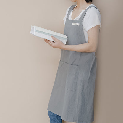 Simple Cotton Pure Color Cross-back Apron - image 10