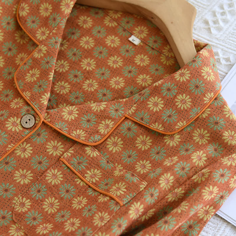 Jacquard Daisy Pure Cotton Loungewear Set - image 1