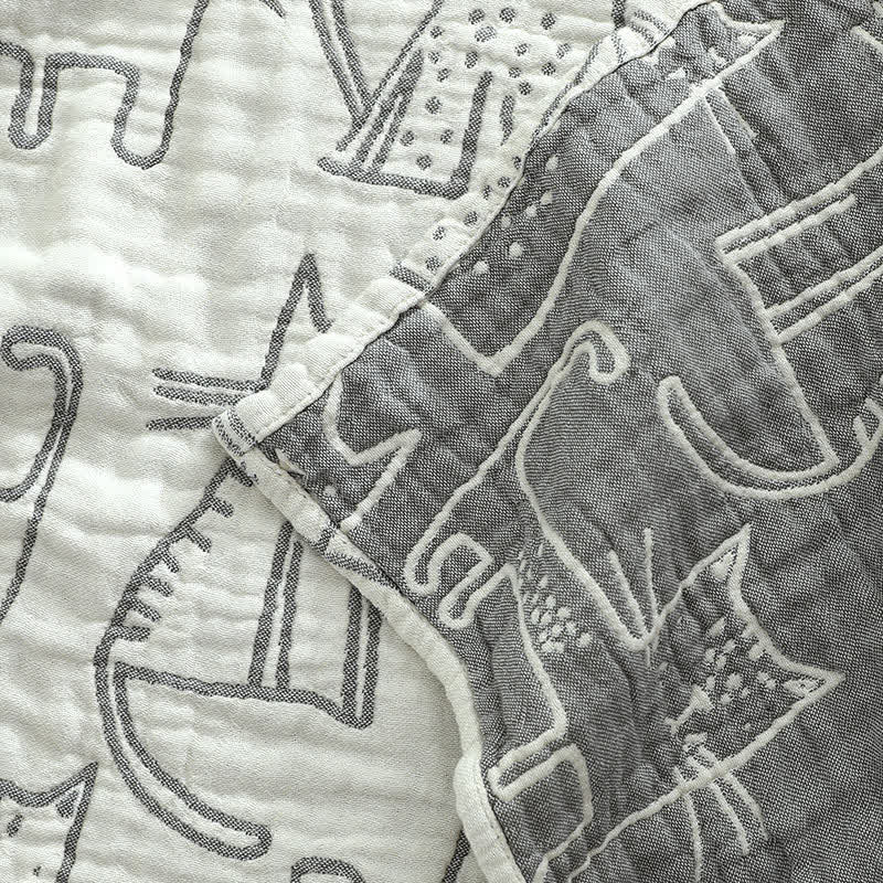 Ownkoti Cat Printed Pillow Towel Bed Cotton Pillow Decor (2PCS) - image 3