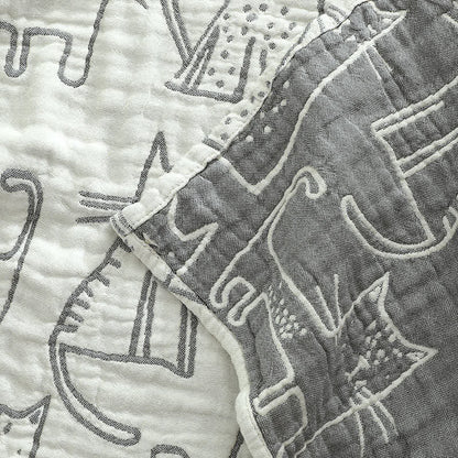 Ownkoti Cat Printed Pillow Towel Bed Cotton Pillow Decor (2PCS) - image 3