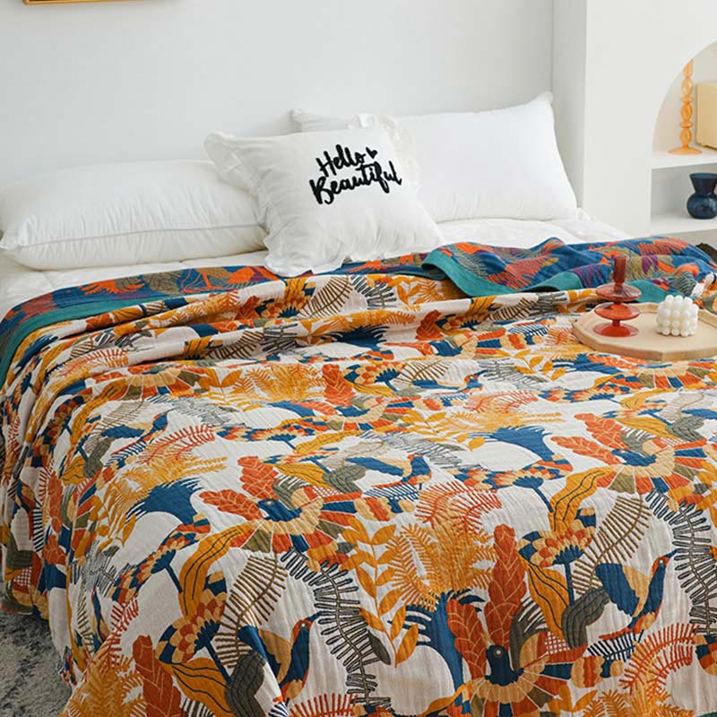 Flower Bird Blanket Reversible Sofa Cover - image 4