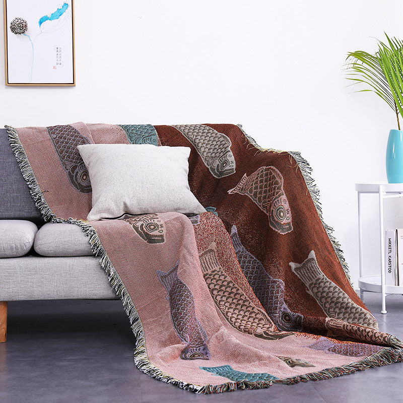 Koi Print Tassel Reversible Blanket - image 4