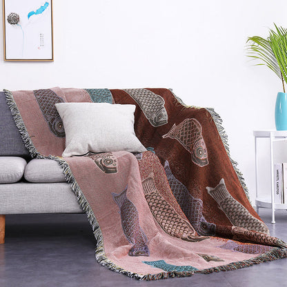 Koi Print Tassel Reversible Blanket - image 4