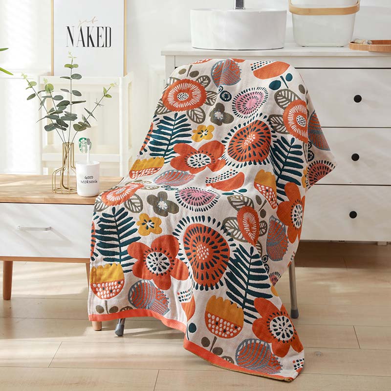 Ownkoti Flower Printed Colorful Reversible Bath Towel - image 1