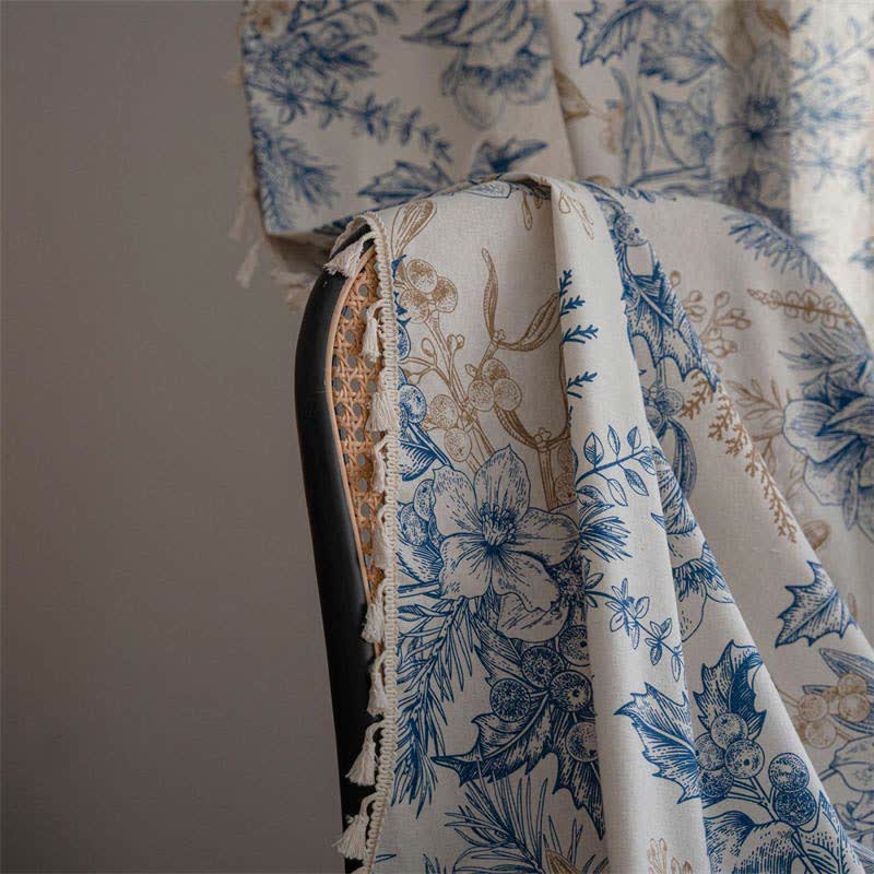 Ownkoti Blue Flower Pine Light Filtering Curtain - image 6