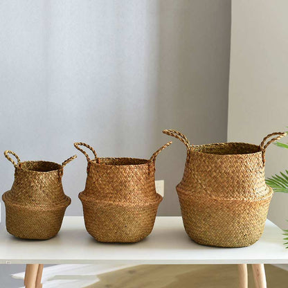 Ownkoti Woven Seagrass Belly Basket Storage Plant Pot Basket (2PCS) - image 9