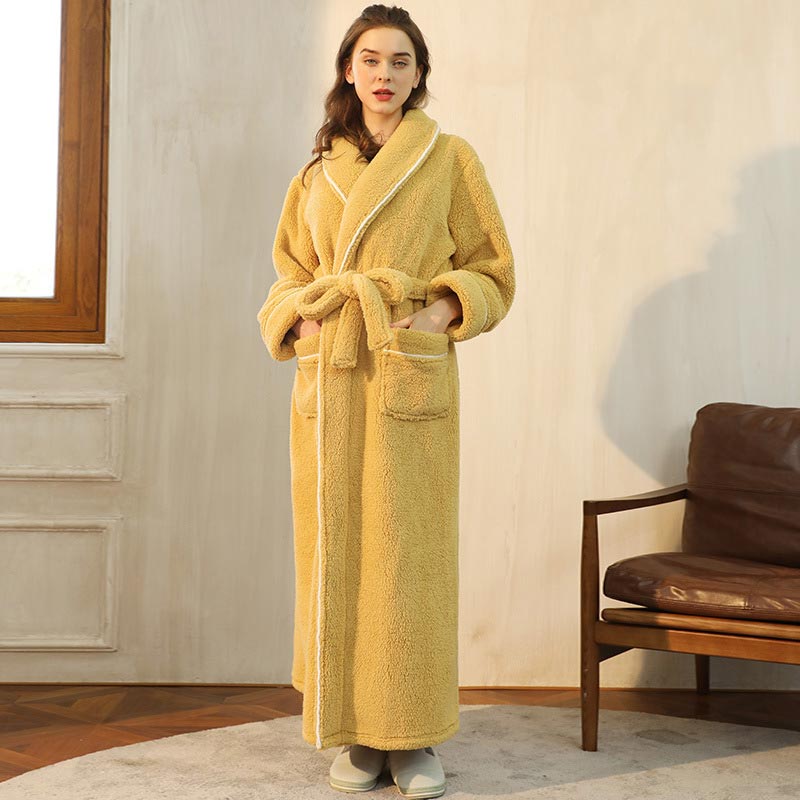 Ownkoti Comfy Fleece Pajama Long Bathrobe - Yellow - Women: XL - image 2