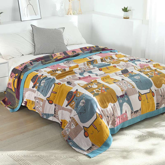Ownkoti Cute Cat Reversible Cotton Soft Quilt - As Picture - Queen - image 0