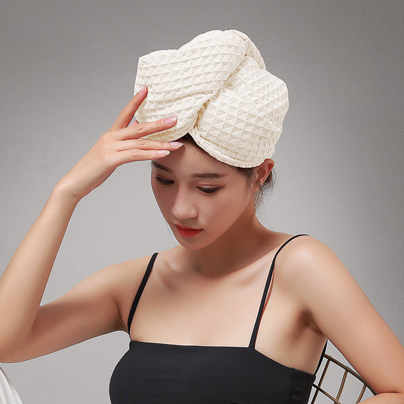 Waffle Weave Button Hair Drying Towel - image 10