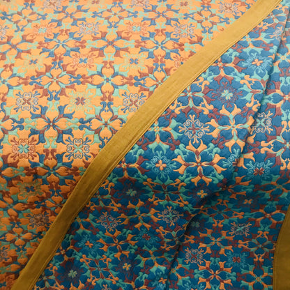 Orange & Blue Pattern Six Layers Cotton Quilt - image 9