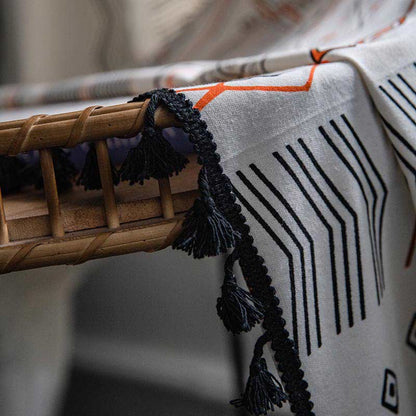 Orange & Black Semi Blackout Tassel Curtain - image 11