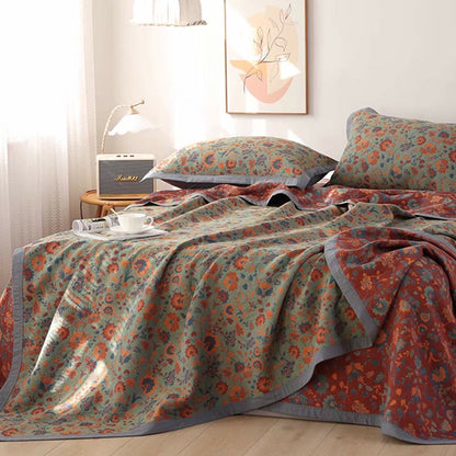 Retro Flower Pure Cotton Reversible Quilt - image 1