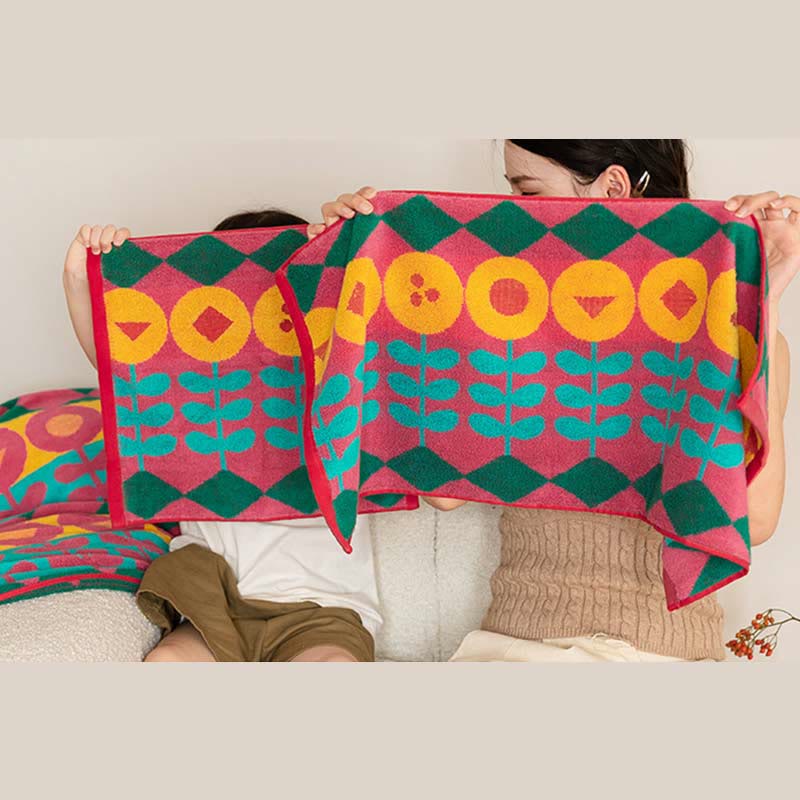 Stylish Flower Print Combed Cotton Towel - image 5