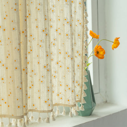 Beige Daisy Pattern Tier Curtain - image 4