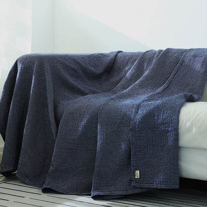 Ownkoti Plaid Sofa Blanket Gauze Sofa Cover - Navy - 79"W x 102"L - image 0