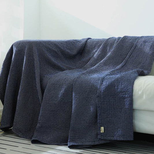Ownkoti Plaid Sofa Blanket Gauze Sofa Cover - Navy - 79"W x 102"L - image 0