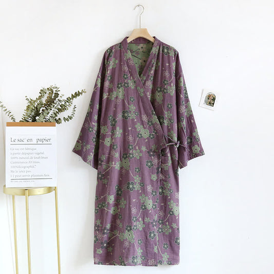 Jacquard Plum Blossom Pure Cotton Bathrobe  - One Size - image 0