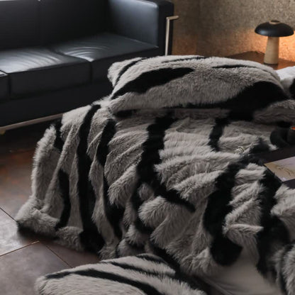 Modern Zebra Print Faux Fur Blanket - image 10