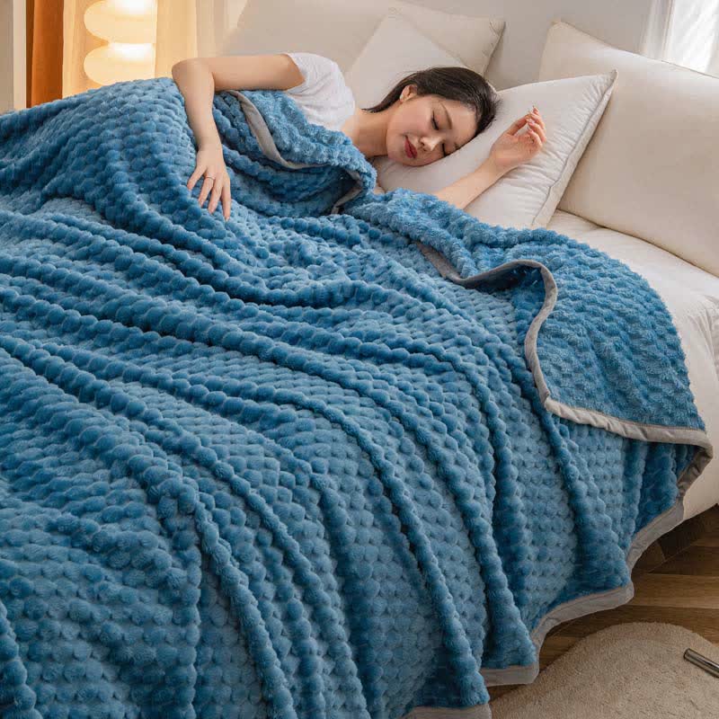 Solid Color Soft Velvet Reversible Blanket - Blue - Queen - image 17