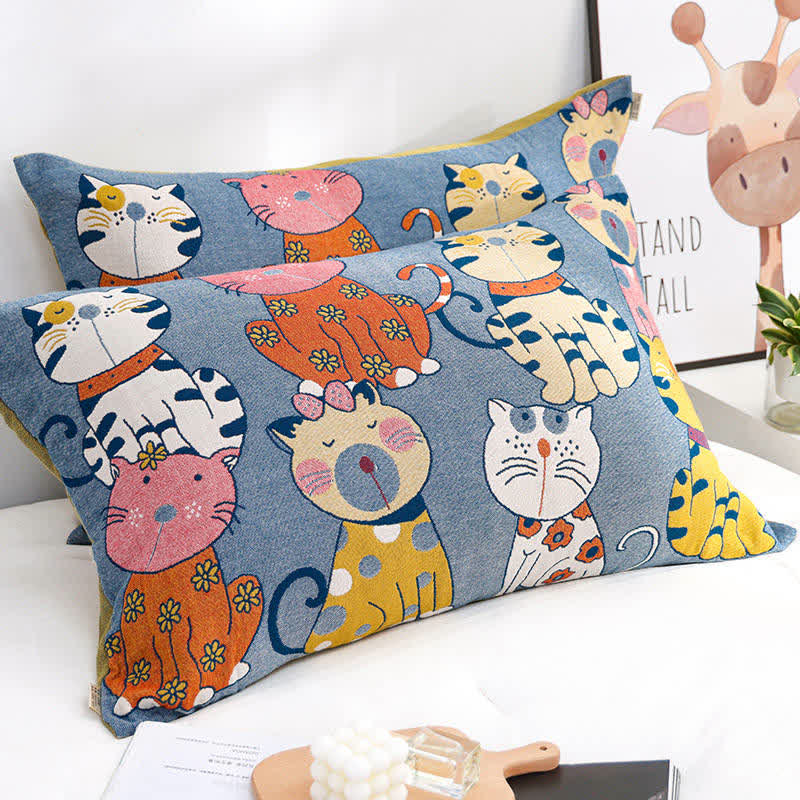 Ownkoti Cute Cats Pure Cotton Button Pillowcases (2PCS) - image 1