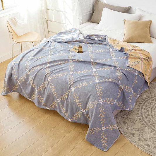 Thin Breathable Two Layers Reversible Quilt - Blue - Queen - image 0