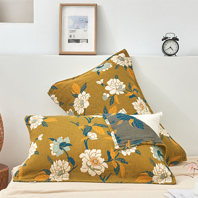 Ownkoti White Flower Pattern Pillow Towel Cotton (2PCS) - As Picture - 52cm x 75cm - image 0