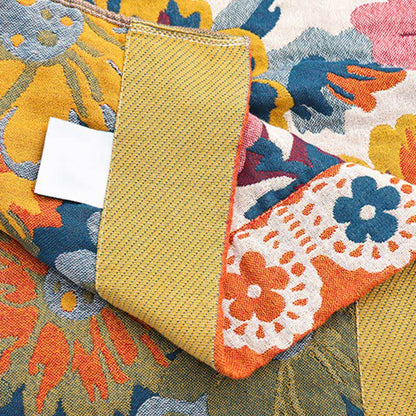 Bright Colorful Flower Cotton Reversible Quilt - image 13