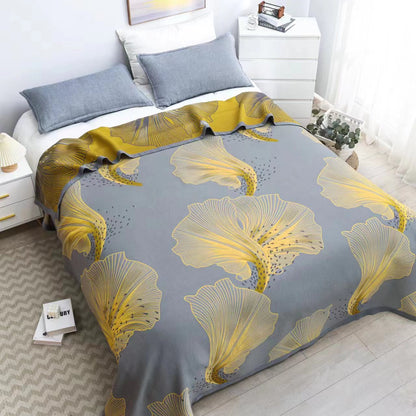 Zantedeschia Aethiopica Print Cotton Reversible Quilt - Quilt with 2pcs Pillowcases - King - image 0