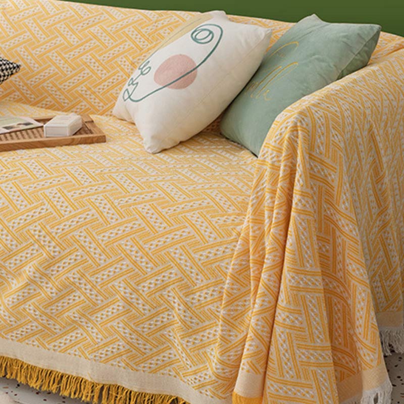 Ownkoti Soft Tassel Blanket Reversible Sofa Cover - image 4