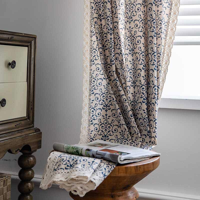 Ownkoti Boho Blue Pattern Semi-Blackout Curtain - image 3