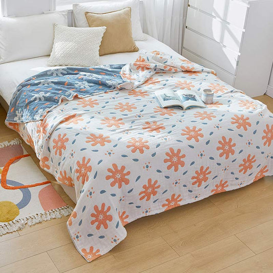 Cute Flowers Cotton Breathable Reversible Quilt - Beige - Queen - image 0
