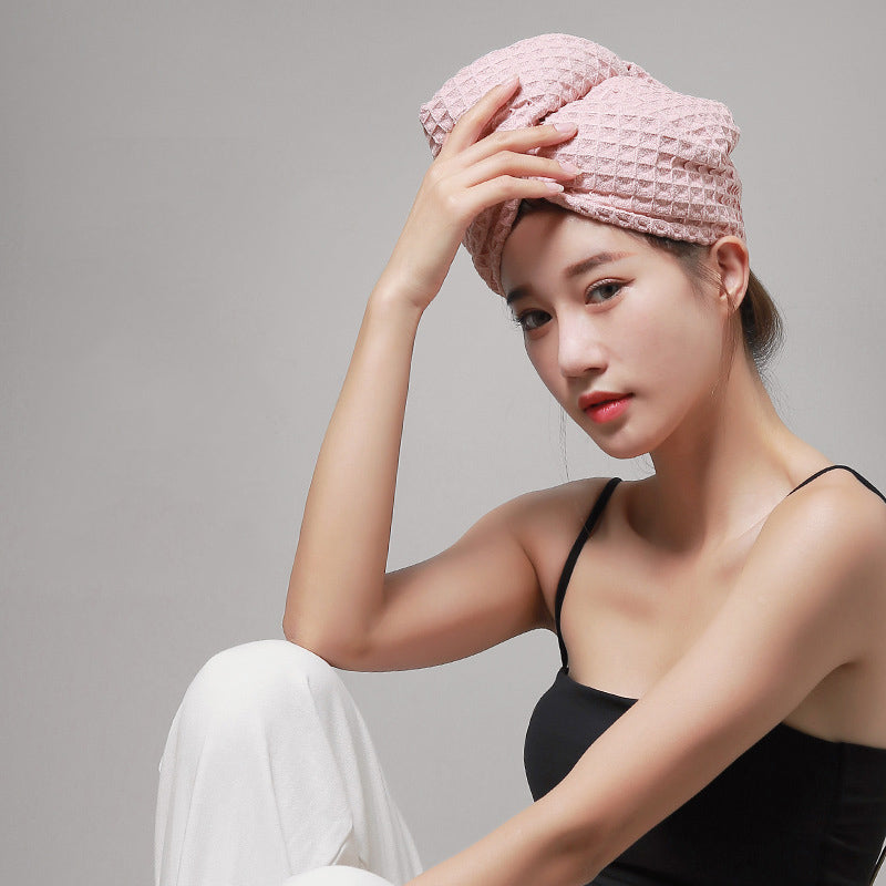 Waffle Weave Button Hair Drying Towel - image 1