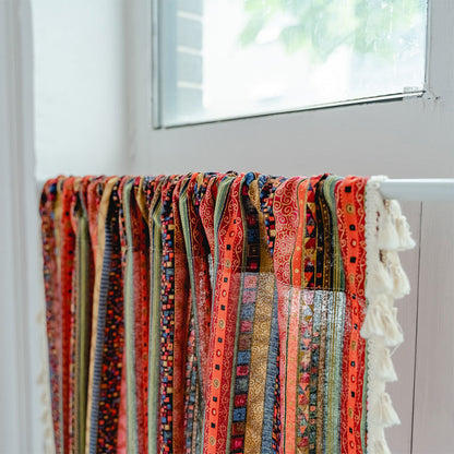 Colorful Plaid Pattern Tassel Tier Curtain - image 4