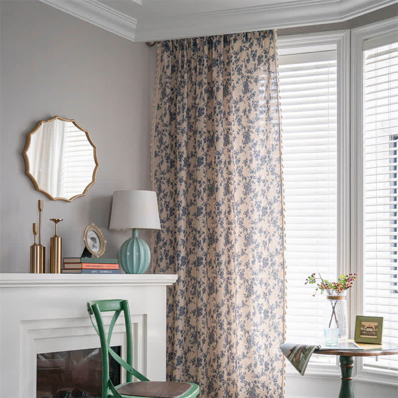 Ownkoti Retro Orchid Tassel Light Filtering Curtain - image 1