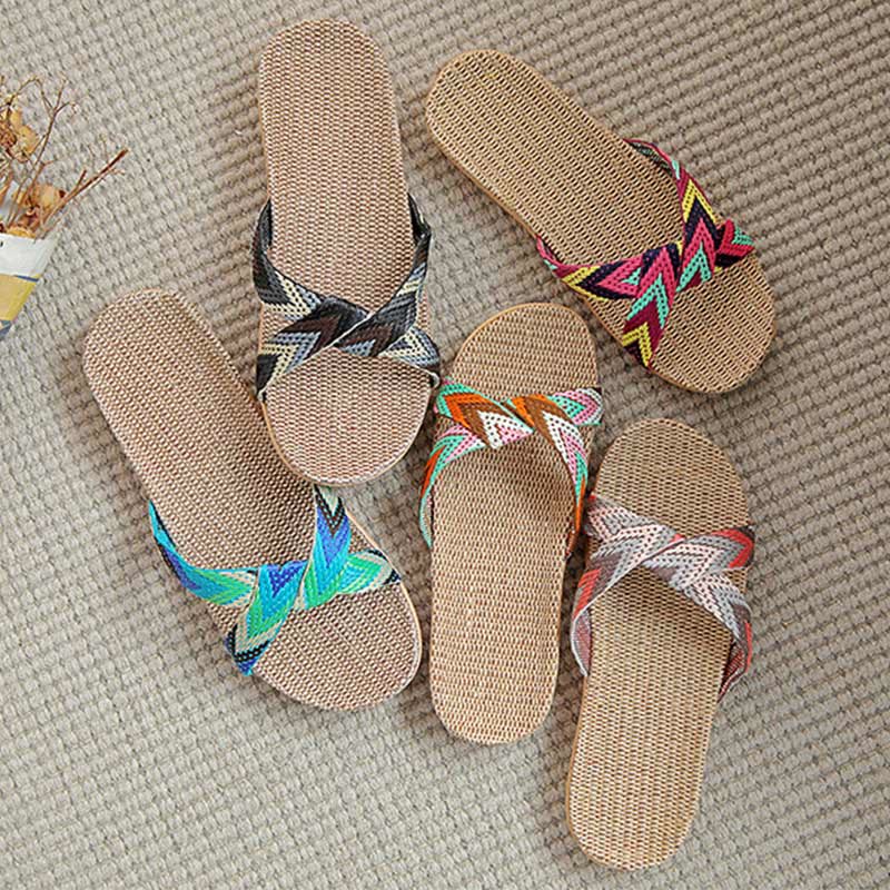 Boho Cross Anti-slip Flax Slippers - image 2