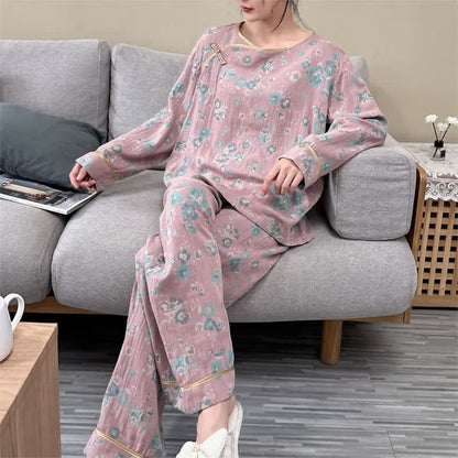 Plus-size Peony Cotton Pajama Set - image 4