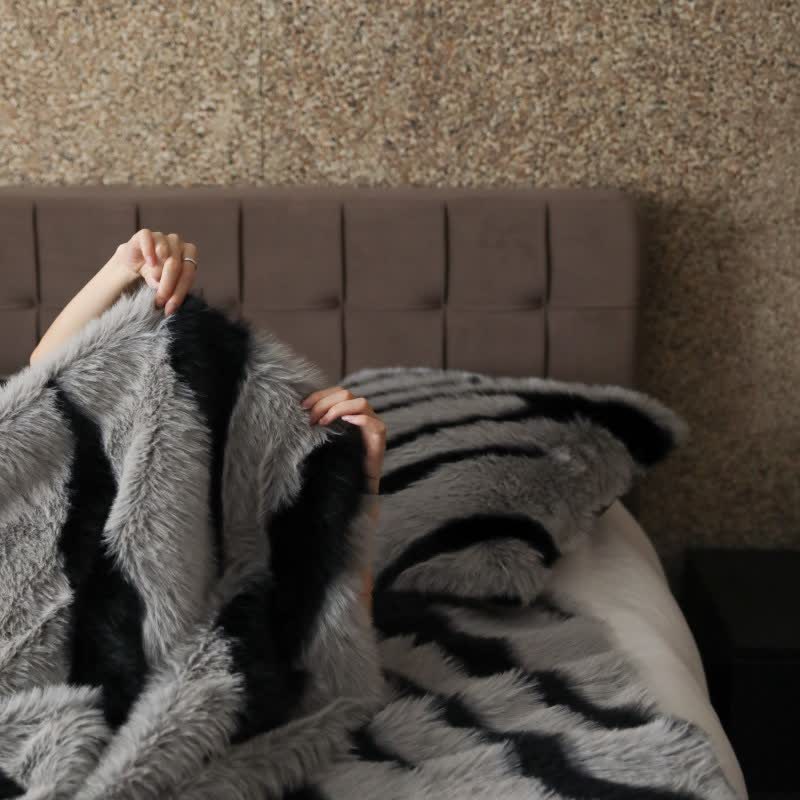 Modern Zebra Print Faux Fur Blanket - image 8