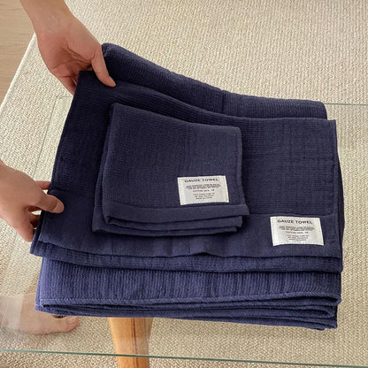 Solid Color Breathable Gauze Towel - Blue - 70cm x 140cm - image 8