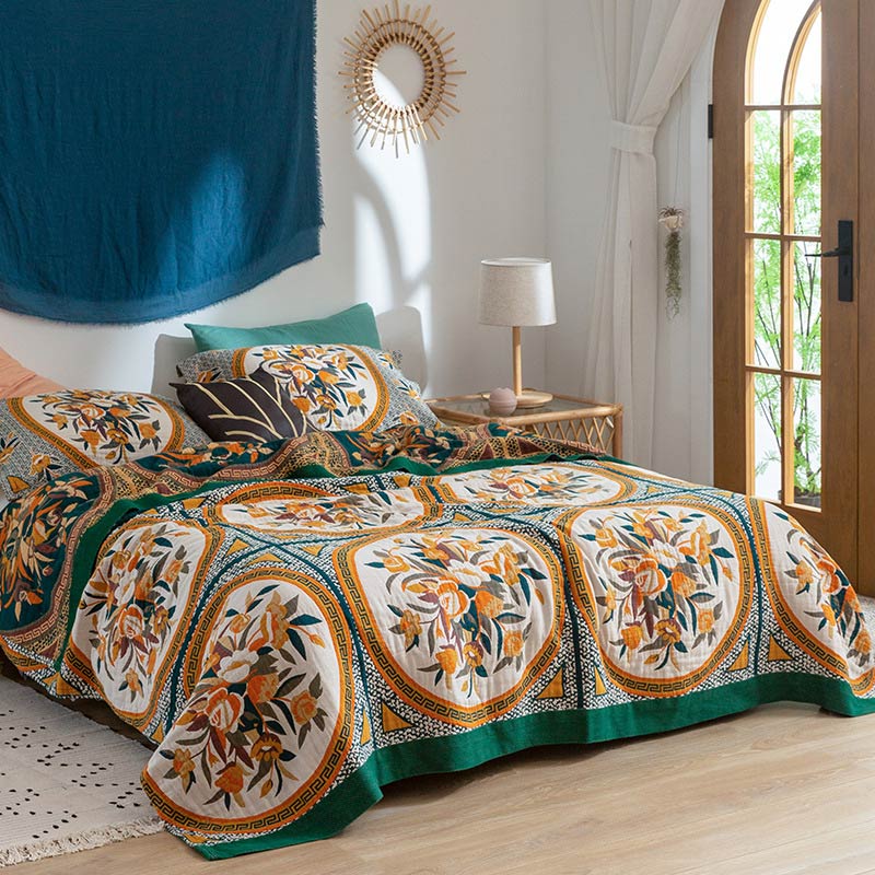 Ownkoti Comfy Flower Plaid Cotton Double-Sided Quilt - image 1